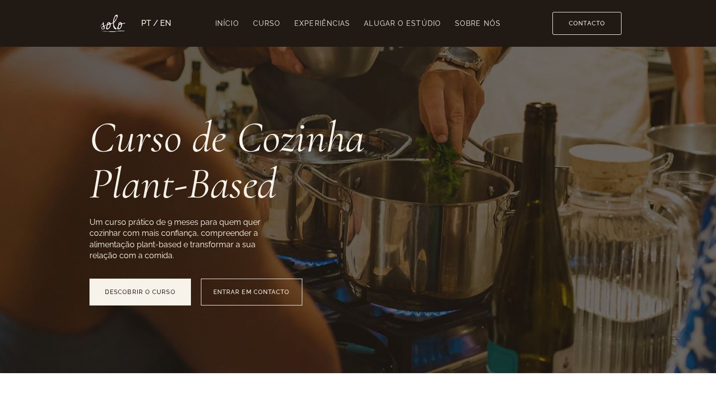 Solo website homepage
